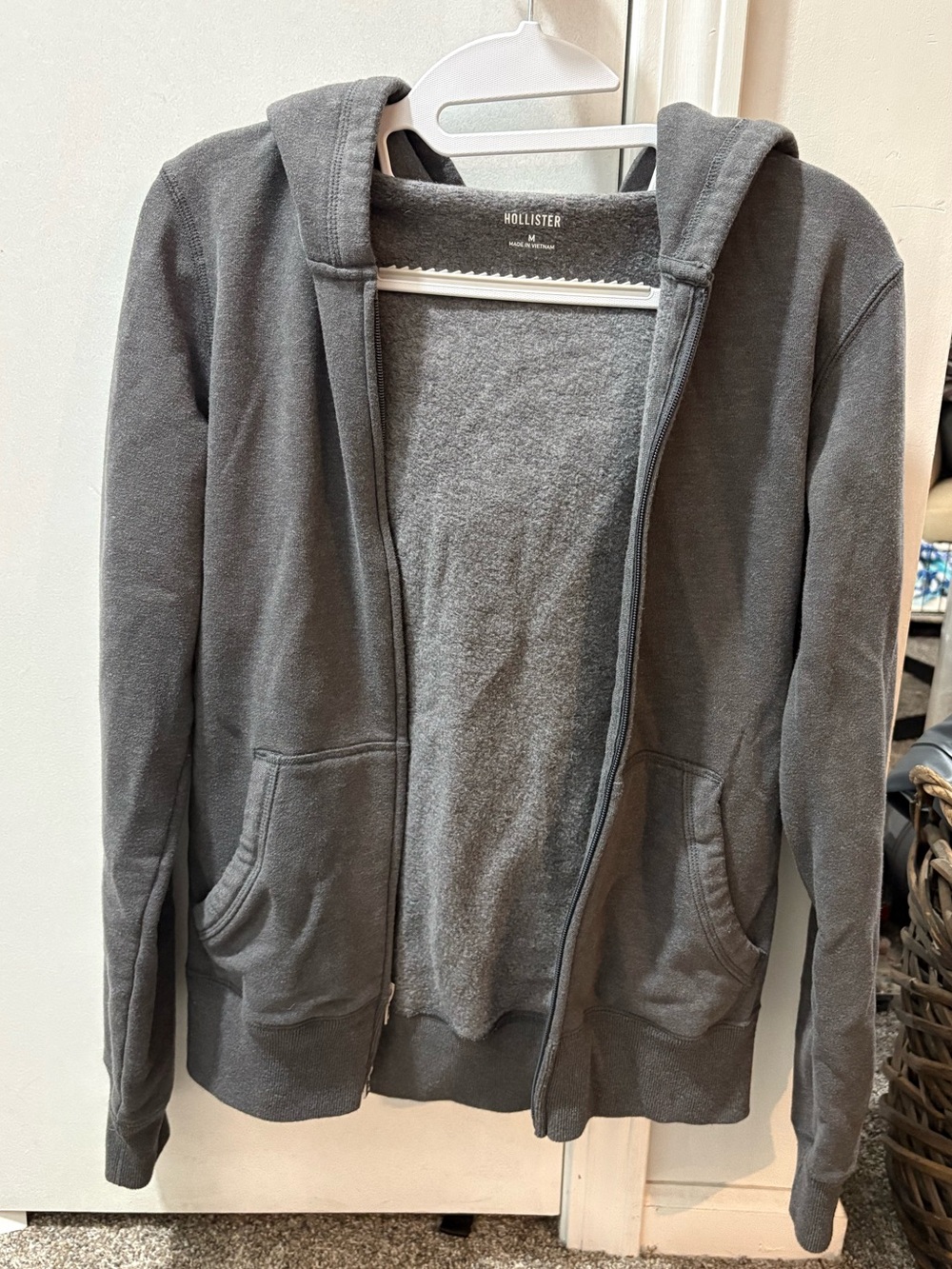 Hollister Charcoal Gray Fleece Zip Hoodie